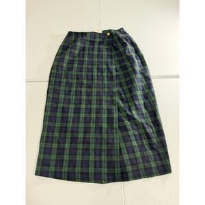Basic Equipment Vintage Plaid Wrap Midi Skirt Women’s Green Navy Blue Small